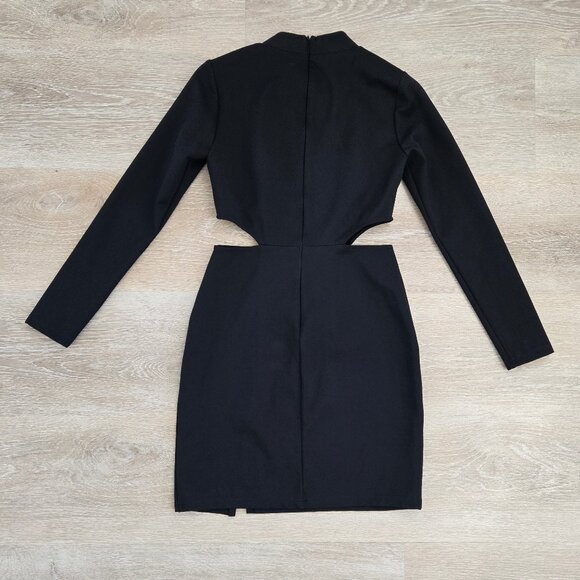 Lulus Awestruck Black Long Sleeve Bodycon Mini Dress with Cutouts Size Small - Picture 10 of 17